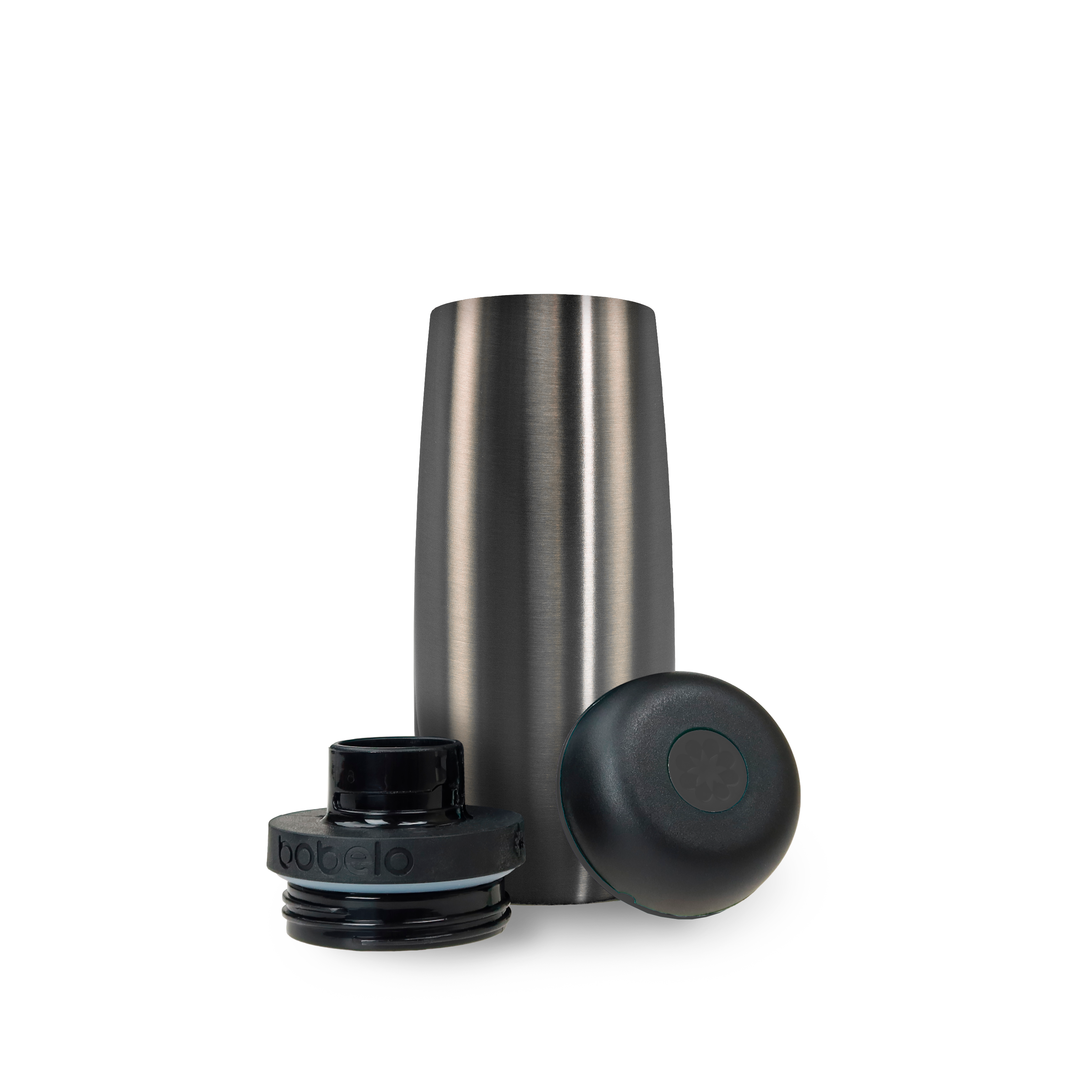 Silver and black Bobelo bottle